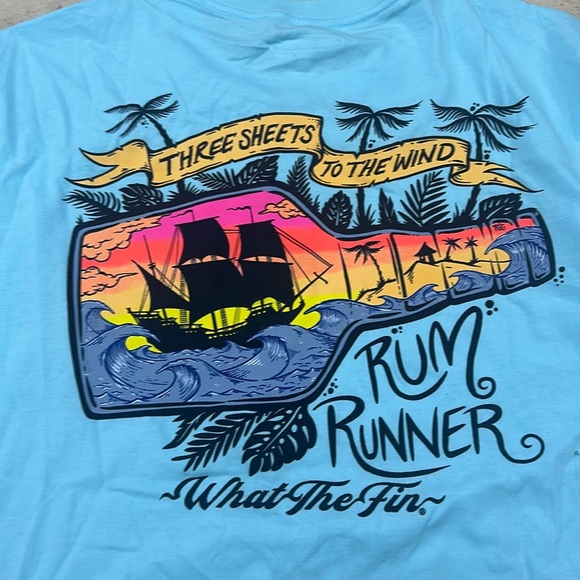 What The Fin Mens Happy Hour Short Sleeve Tee Aqua NWT Size M - Picture 3 of 7